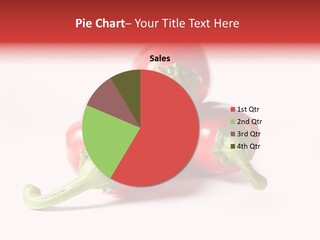 Three Red Peppers With Green Leaves On A White Background PowerPoint Template