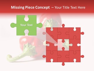 Three Red Peppers With Green Leaves On A White Background PowerPoint Template
