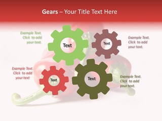 Three Red Peppers With Green Leaves On A White Background PowerPoint Template