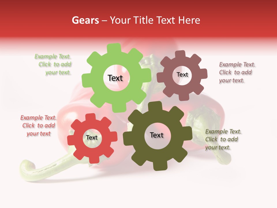 Three Red Peppers With Green Leaves On A White Background PowerPoint Template