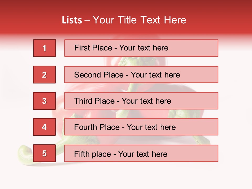 Three Red Peppers With Green Leaves On A White Background PowerPoint Template