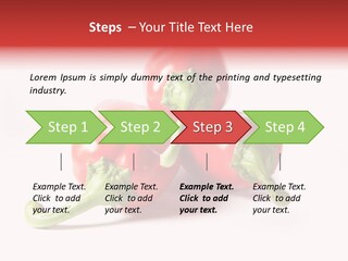 Three Red Peppers With Green Leaves On A White Background PowerPoint Template