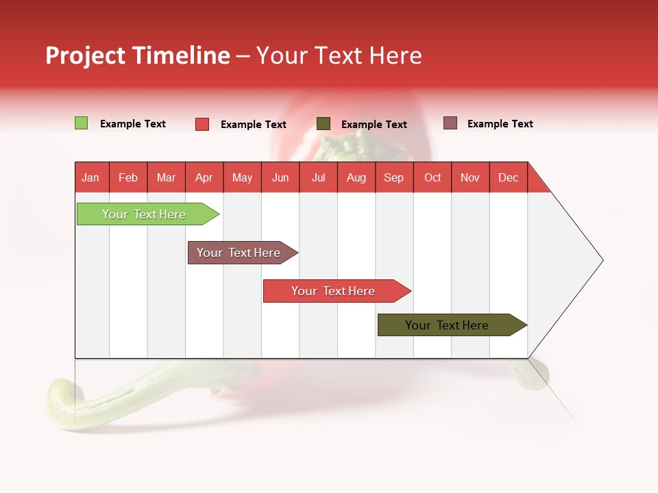 Three Red Peppers With Green Leaves On A White Background PowerPoint Template