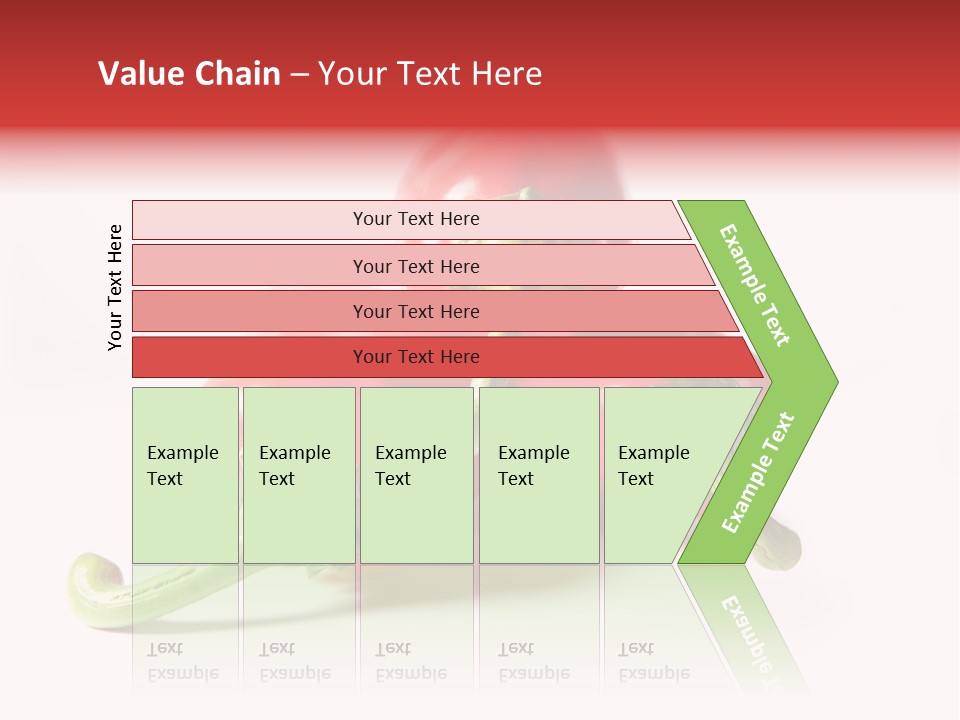 Three Red Peppers With Green Leaves On A White Background PowerPoint Template