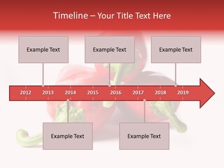 Three Red Peppers With Green Leaves On A White Background PowerPoint Template