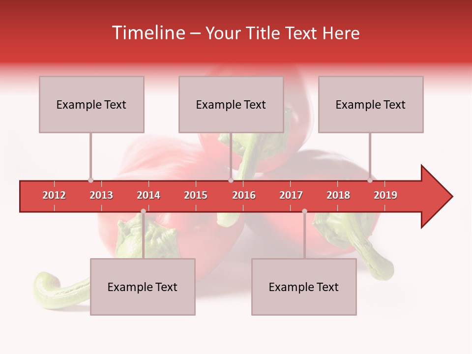 Three Red Peppers With Green Leaves On A White Background PowerPoint Template