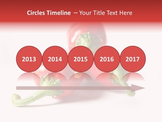 Three Red Peppers With Green Leaves On A White Background PowerPoint Template