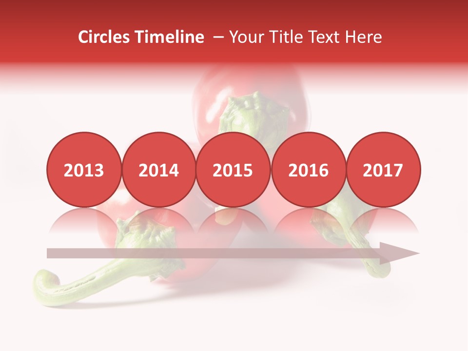 Three Red Peppers With Green Leaves On A White Background PowerPoint Template