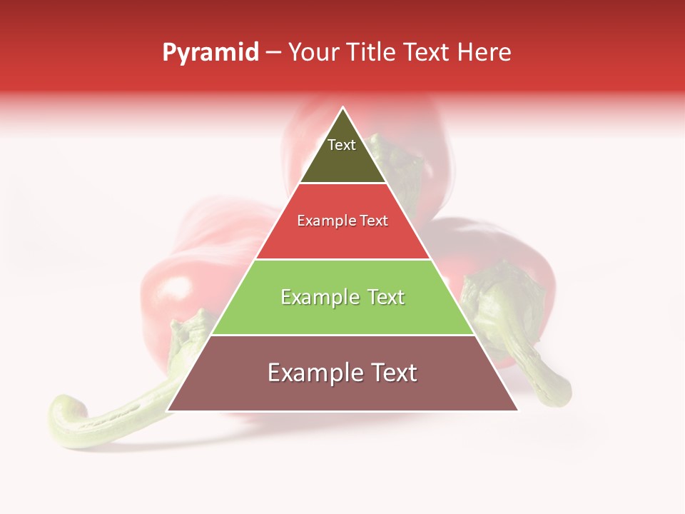 Three Red Peppers With Green Leaves On A White Background PowerPoint Template