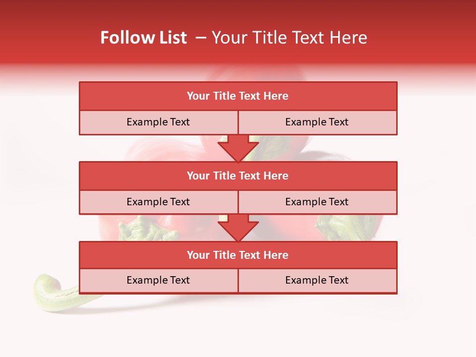 Three Red Peppers With Green Leaves On A White Background PowerPoint Template