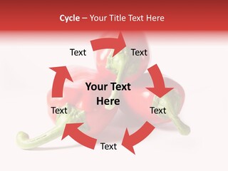 Three Red Peppers With Green Leaves On A White Background PowerPoint Template