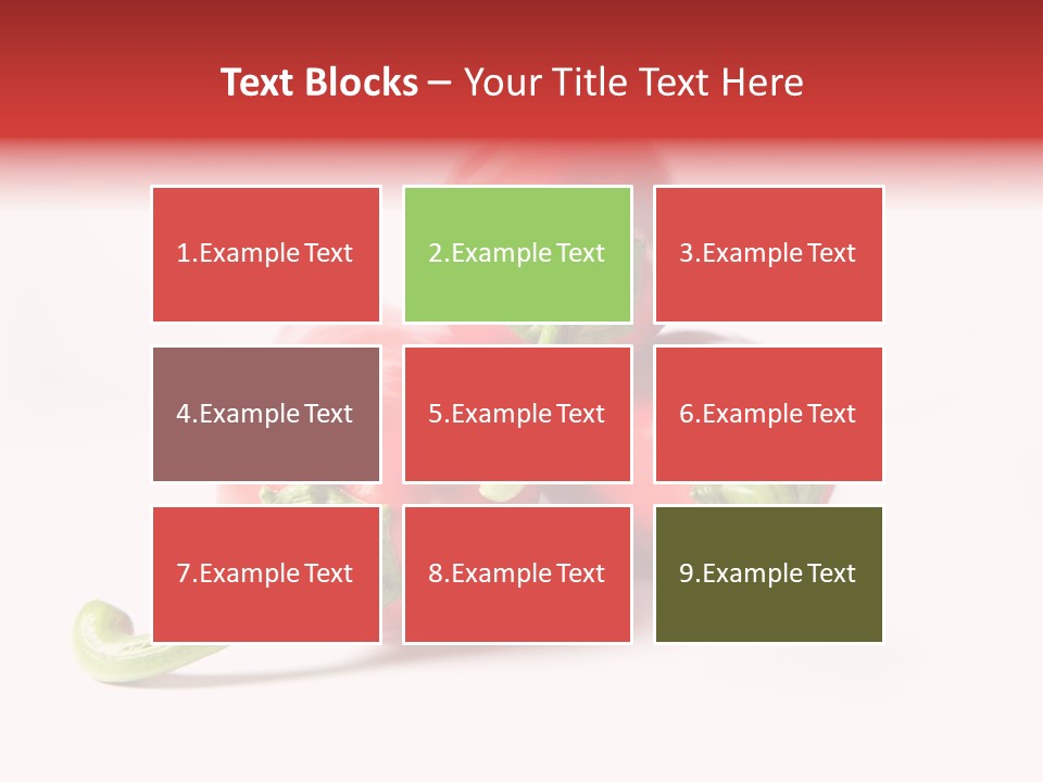 Three Red Peppers With Green Leaves On A White Background PowerPoint Template