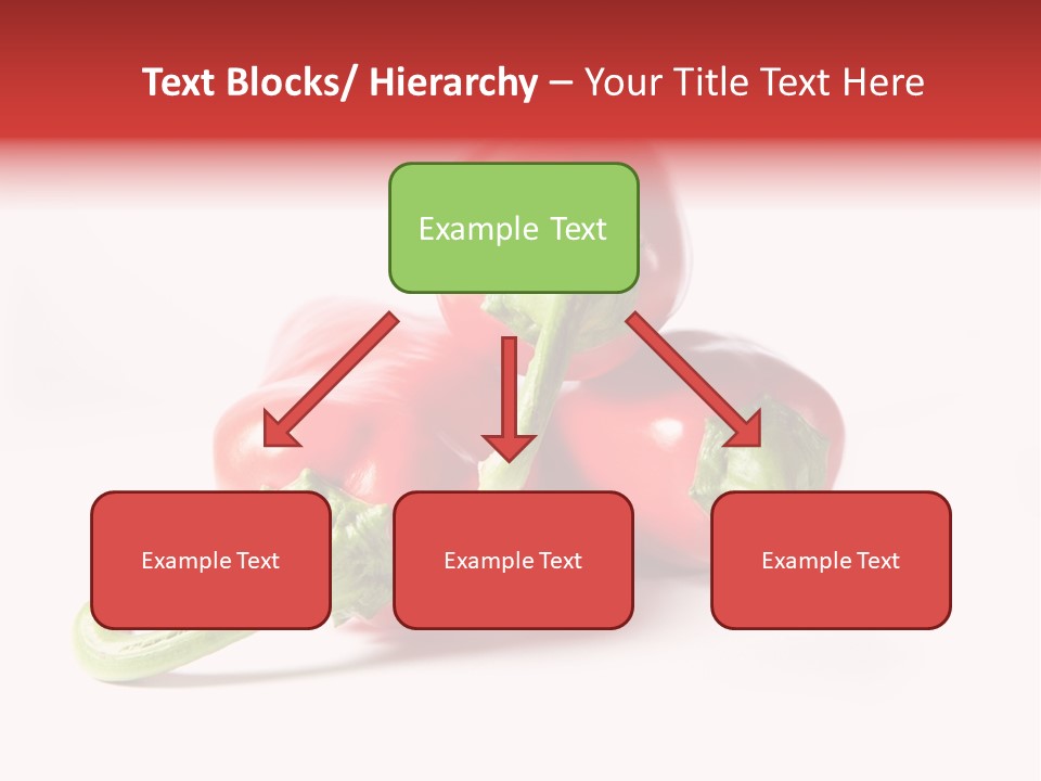 Three Red Peppers With Green Leaves On A White Background PowerPoint Template