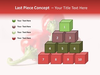 Three Red Peppers With Green Leaves On A White Background PowerPoint Template