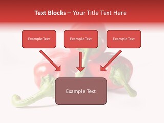 Three Red Peppers With Green Leaves On A White Background PowerPoint Template
