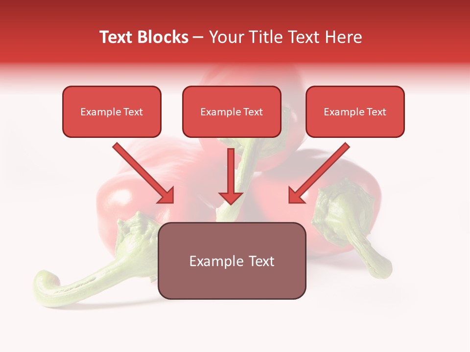 Three Red Peppers With Green Leaves On A White Background PowerPoint Template