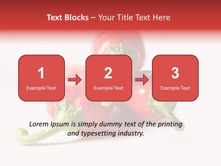 Three Red Peppers With Green Leaves On A White Background PowerPoint Template
