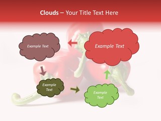 Three Red Peppers With Green Leaves On A White Background PowerPoint Template