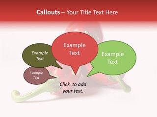 Three Red Peppers With Green Leaves On A White Background PowerPoint Template
