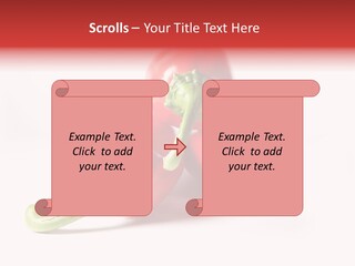 Three Red Peppers With Green Leaves On A White Background PowerPoint Template