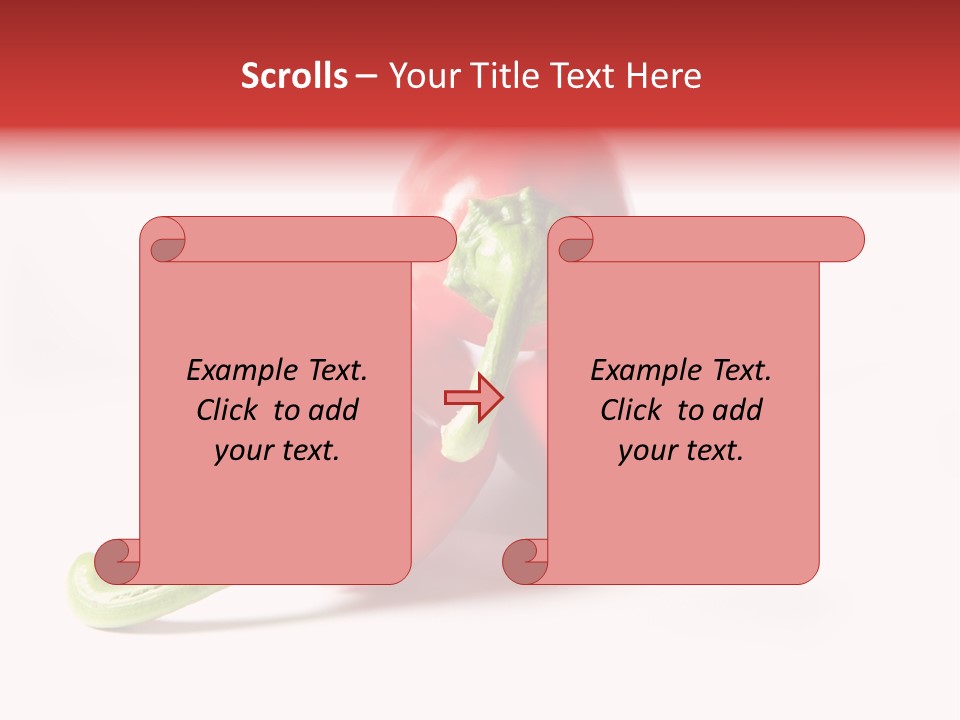 Three Red Peppers With Green Leaves On A White Background PowerPoint Template