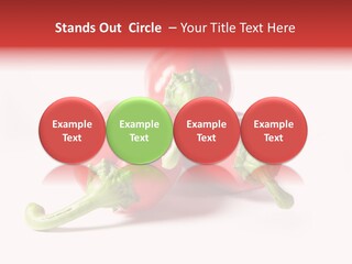 Three Red Peppers With Green Leaves On A White Background PowerPoint Template