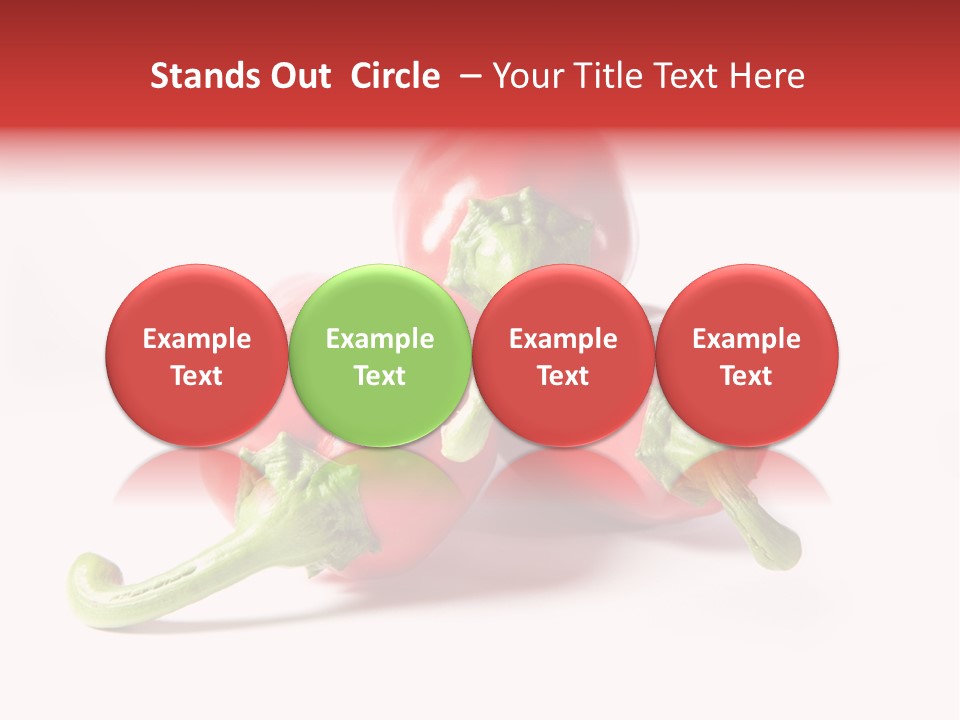 Three Red Peppers With Green Leaves On A White Background PowerPoint Template