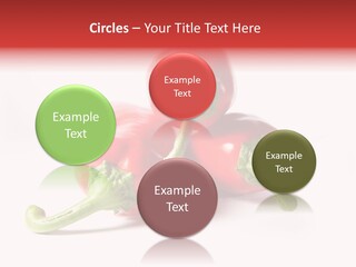 Three Red Peppers With Green Leaves On A White Background PowerPoint Template