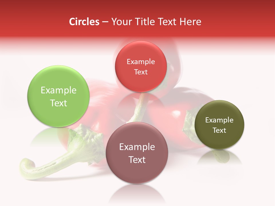 Three Red Peppers With Green Leaves On A White Background PowerPoint Template
