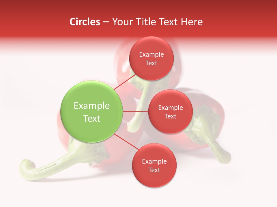 Three Red Peppers With Green Leaves On A White Background PowerPoint Template