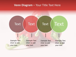 Three Red Peppers With Green Leaves On A White Background PowerPoint Template