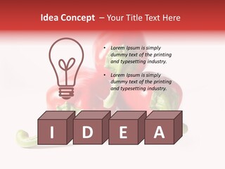 Three Red Peppers With Green Leaves On A White Background PowerPoint Template