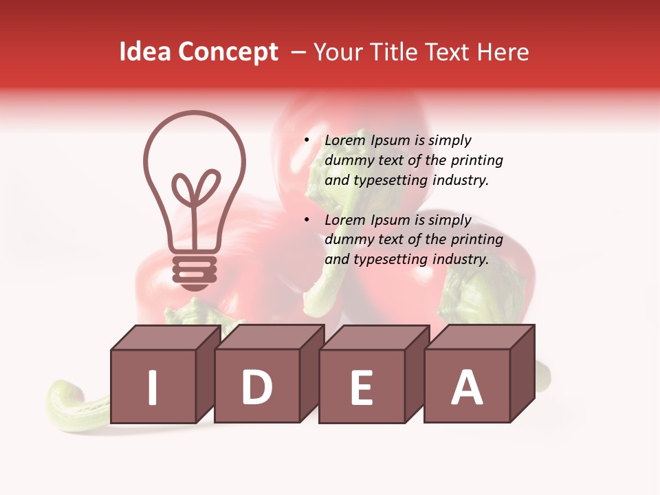 Three Red Peppers With Green Leaves On A White Background PowerPoint Template