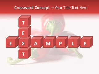 Three Red Peppers With Green Leaves On A White Background PowerPoint Template
