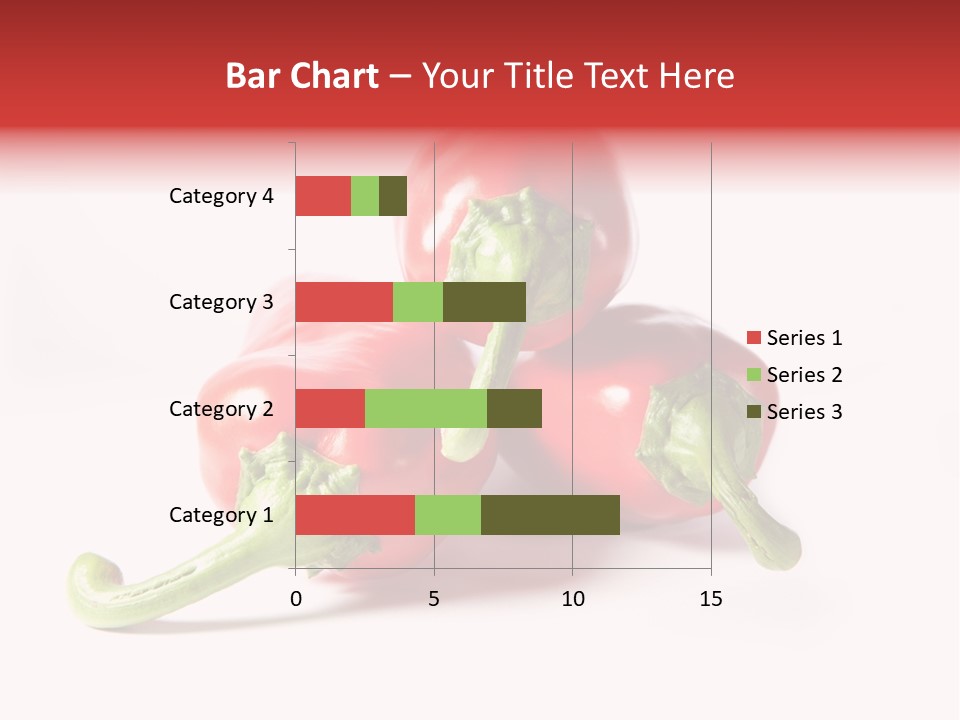 Three Red Peppers With Green Leaves On A White Background PowerPoint Template