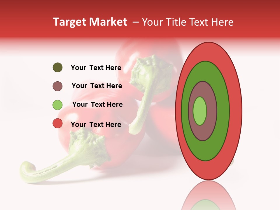 Three Red Peppers With Green Leaves On A White Background PowerPoint Template