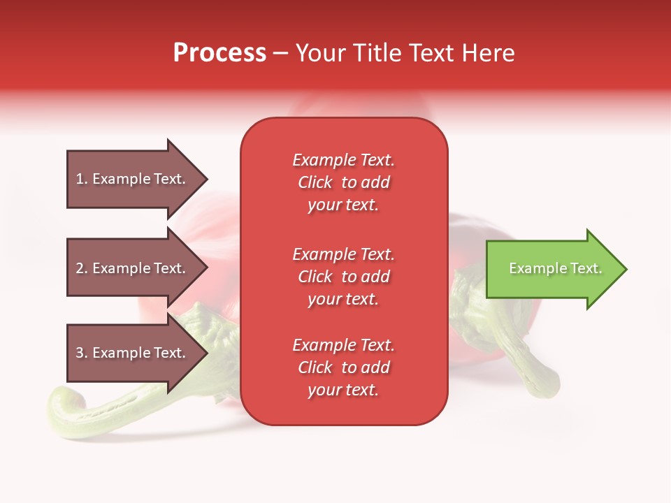 Three Red Peppers With Green Leaves On A White Background PowerPoint Template
