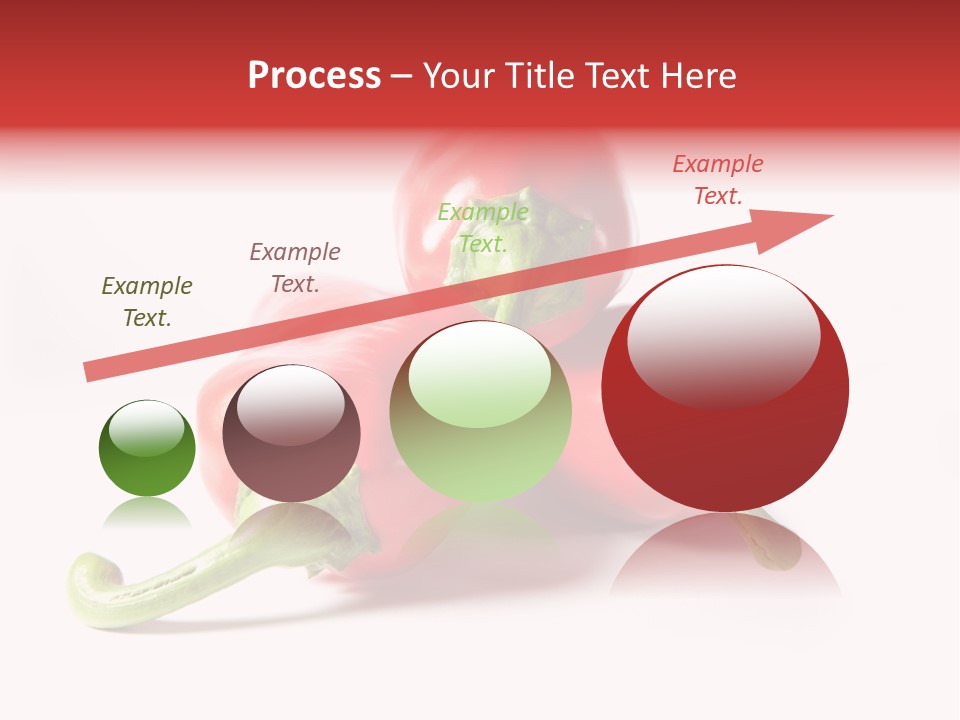 Three Red Peppers With Green Leaves On A White Background PowerPoint Template