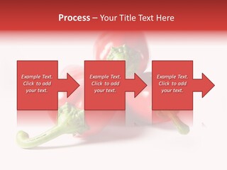 Three Red Peppers With Green Leaves On A White Background PowerPoint Template