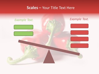Three Red Peppers With Green Leaves On A White Background PowerPoint Template