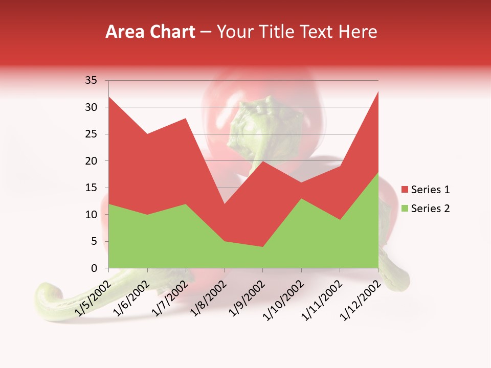 Three Red Peppers With Green Leaves On A White Background PowerPoint Template
