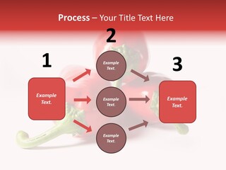 Three Red Peppers With Green Leaves On A White Background PowerPoint Template