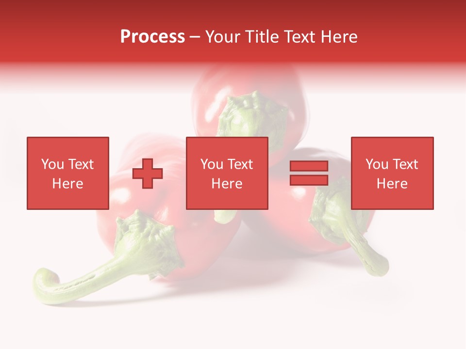 Three Red Peppers With Green Leaves On A White Background PowerPoint Template