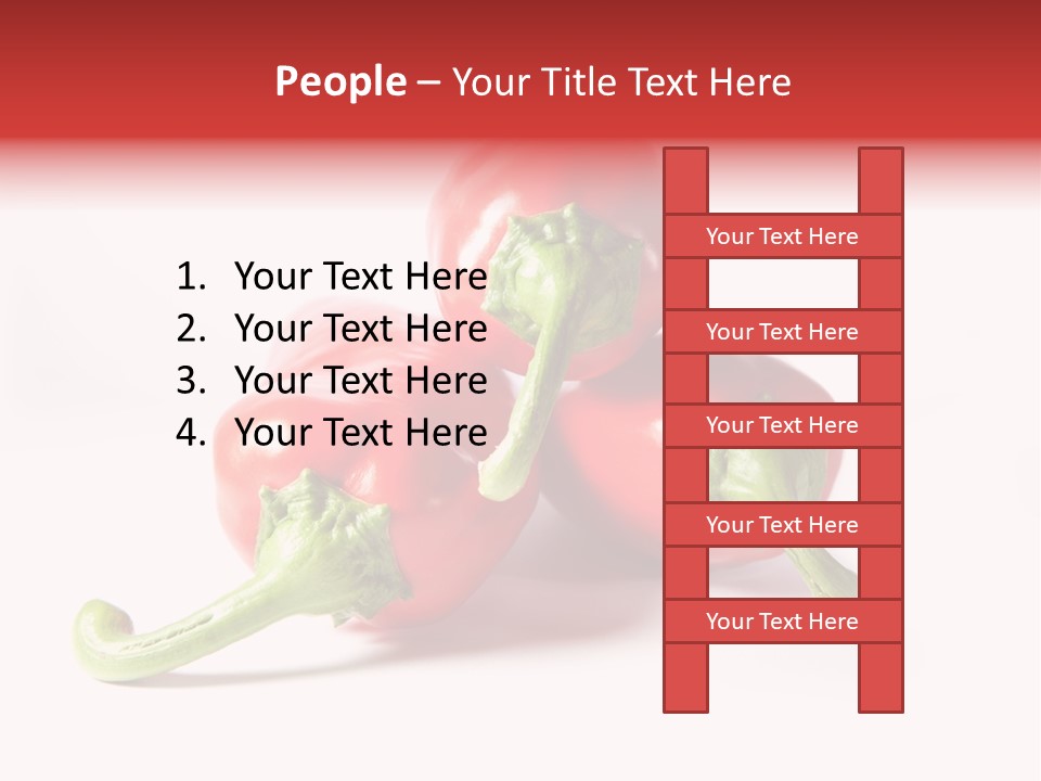 Three Red Peppers With Green Leaves On A White Background PowerPoint Template