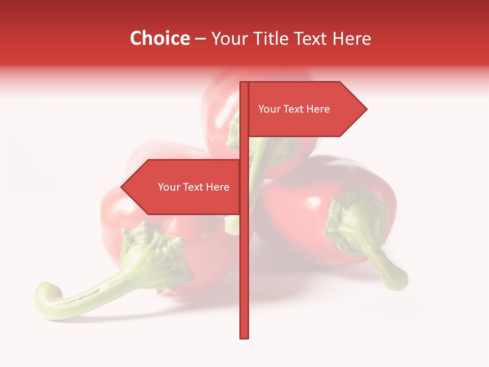 Three Red Peppers With Green Leaves On A White Background PowerPoint Template