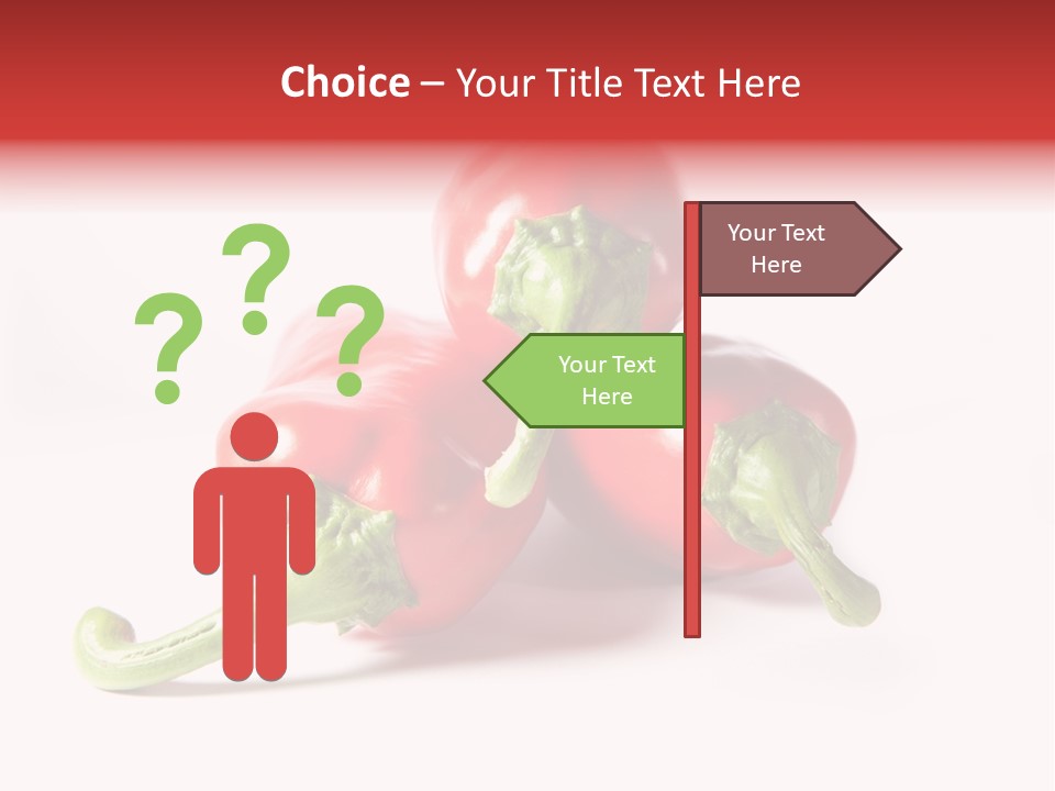 Three Red Peppers With Green Leaves On A White Background PowerPoint Template