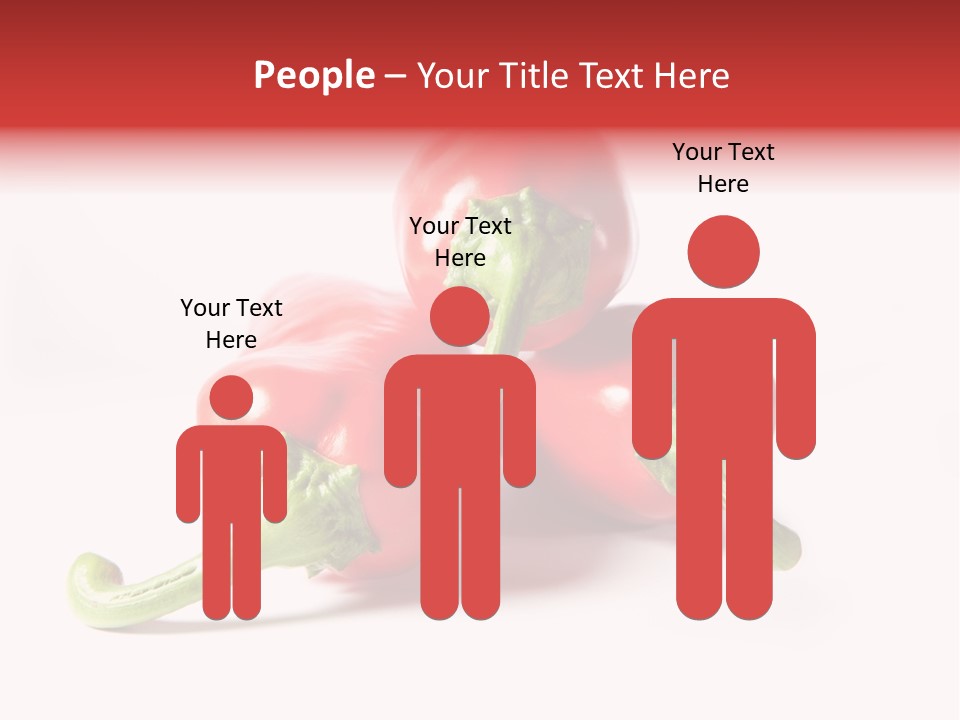 Three Red Peppers With Green Leaves On A White Background PowerPoint Template