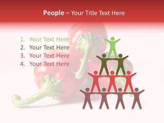 Three Red Peppers With Green Leaves On A White Background PowerPoint Template