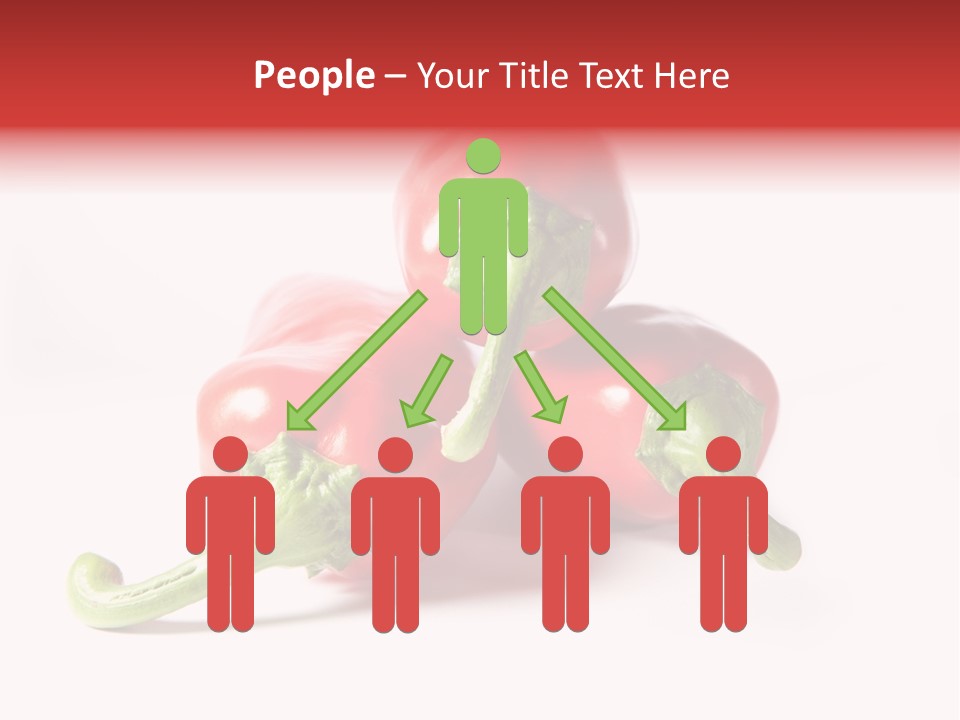 Three Red Peppers With Green Leaves On A White Background PowerPoint Template