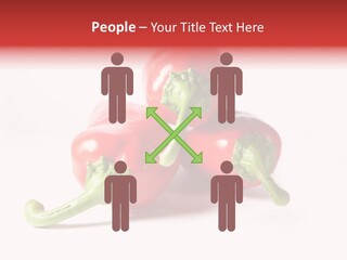 Three Red Peppers With Green Leaves On A White Background PowerPoint Template